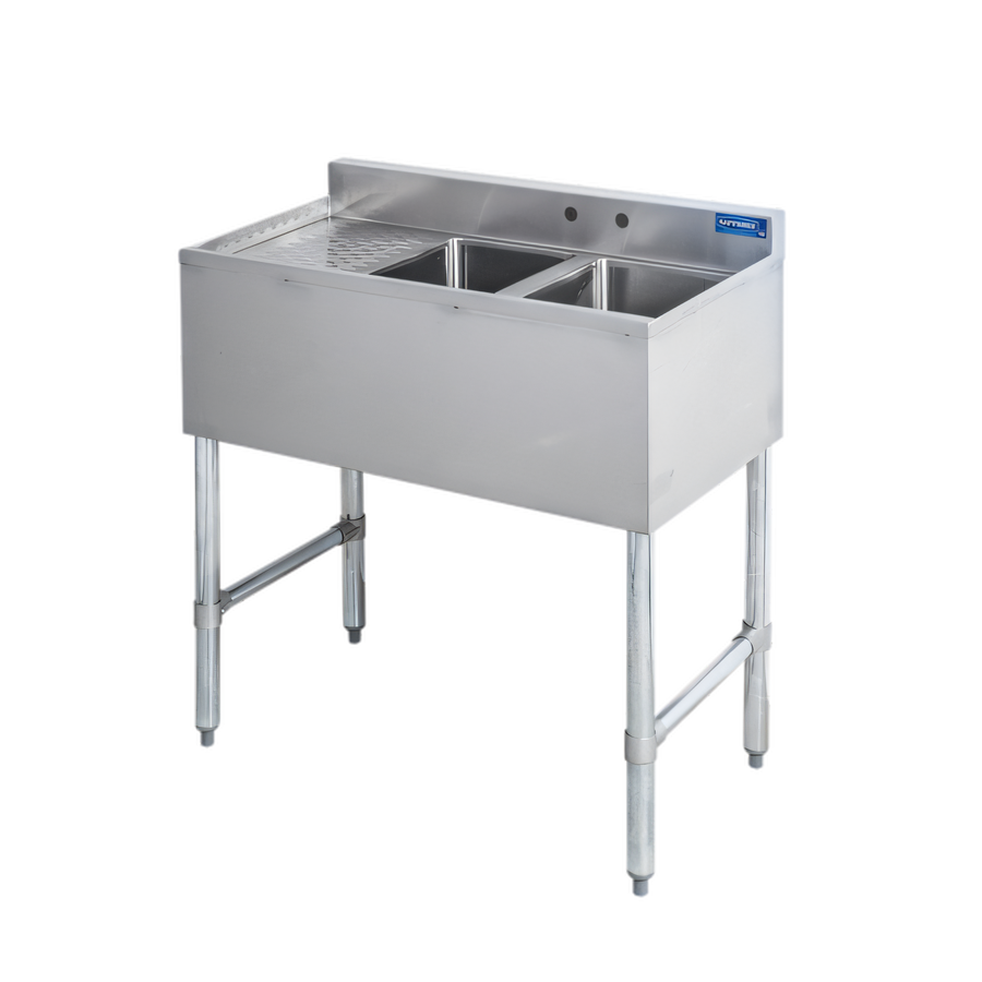 Product image #1 for Sapphire Manufacturing 36-Inch Two-Compartment Stainless Steel Underbar Sink with Left Drainboard