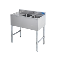 Sapphire Manufacturing 36-Inch Two-Compartment Stainless Steel Underbar Sink with Left Drainboard