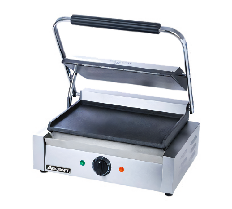 Product image #1 for Adcraft Commercial Countertop Electric Panini Grill, Single, Smooth Cast Iron Plates, 13.25 x 9.25 Inch Surface