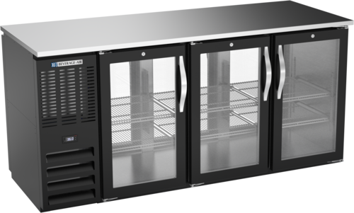 Product image #1 for Beverage-Air Three-Section Food-Rated Pass-Thru Back Bar Refrigerator with Sliding Glass Doors, 72 Inch, Black