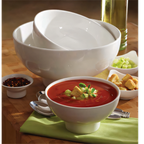Thumbnail image #1 for American Metalcraft Prestige PFB10 Footed Round Porcelain Buffet Bowl, 124 oz., 10-Inch, White Case of 8