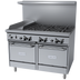 Thumbnail image #1 for Garland Starfire Pro 48-Inch Commercial Gas Restaurant Range with 6 Open Burners, 12-Inch Thermostatic Griddle, and 2 Space Saver Ovens