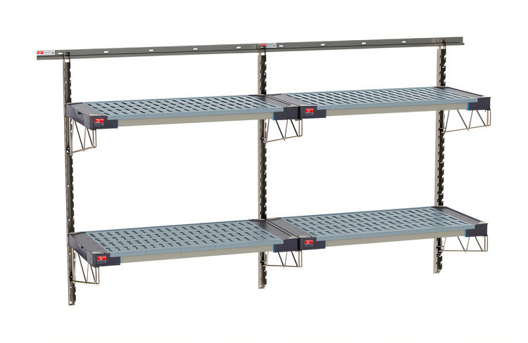 Product image #1 for Metro SmartWall Life Double-Wide Two-Tier Wall-Mounted Shelving Starter Kit with 4 MetroMax 4 Polymer Shelves