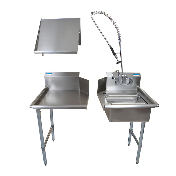 Product image #1 for BK Resources 48-Inch Straight Right-to-Left Dish Table Kit with Pre-Rinse Assembly