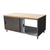 Thumbnail image #1 for BK Resources Dual Access Wood Top Chef Table with Cabinet Base and Sliding Doors, 72 x 36 Inches