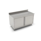 Thumbnail image #1 for John Boos 4CH6R5-3672 72 x 36 Enclosed Stainless Steel Work Table with Cabinet Base, Hinged Doors, 5-Inch Backsplash