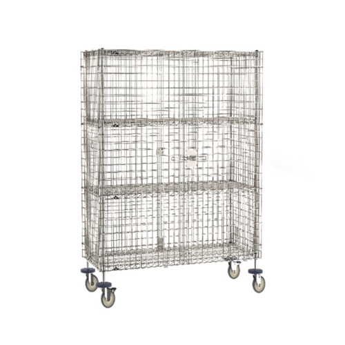 Product image #1 for Metro Super Erecta Mobile Open-Wire Security Unit, Stainless Steel Finish, Standard Duty, with 2 Intermediate Shelves