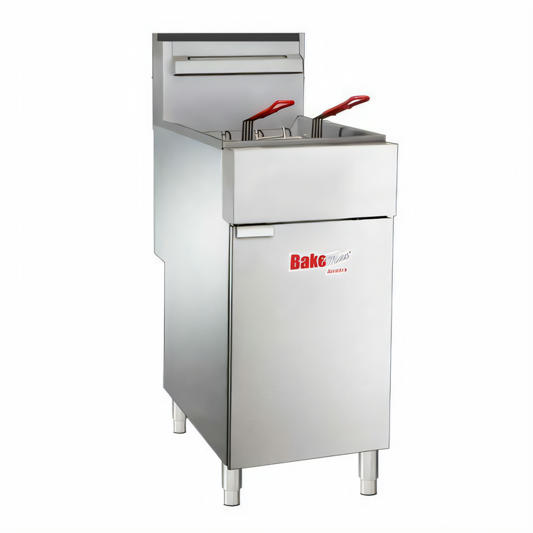 Product image #1 for BakeMax BAKEG50 Natural Gas Floor Model Fryer, 50 lb. Capacity, 120,000 BTU