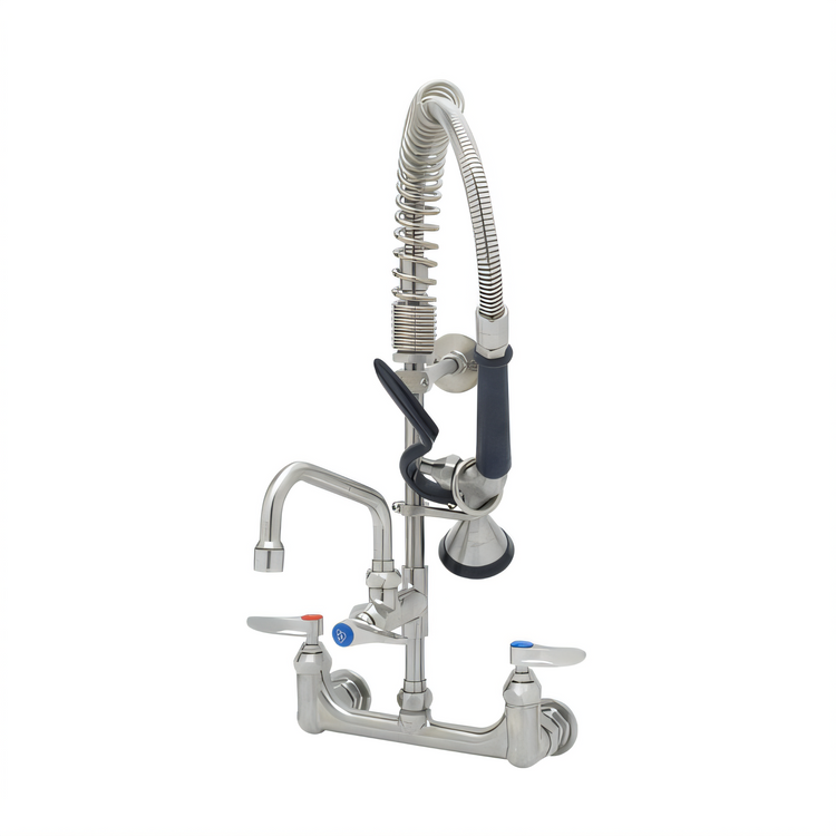 Product image #1 for EverSteel 8-Inch Adjustable-Center Wall Mount Pre-Rinse Unit with Add-On Faucet, 6-Inch Swing Nozzle, and 1.15 GPM Spray Valve