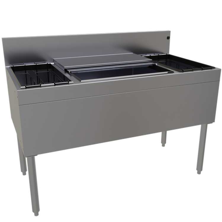 Product image #1 for Glastender 48-Inch Underbar Combo Ice Bin/Cocktail Unit with 10-Circuit Cold Plate and Dual Bottle Wells