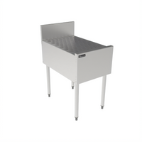 Top Shelf TSCE18DB 18-Inch Freestanding Stainless Steel Underbar Drainboard with Backsplash and Perforated Glass Rack Insert
