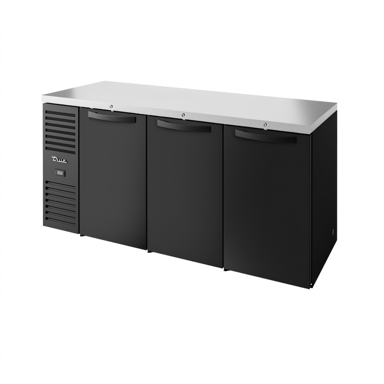 Product image #1 for True 84-Inch Three-Section Refrigerated Back Bar Cooler with Left-Side Self-Contained Refrigeration