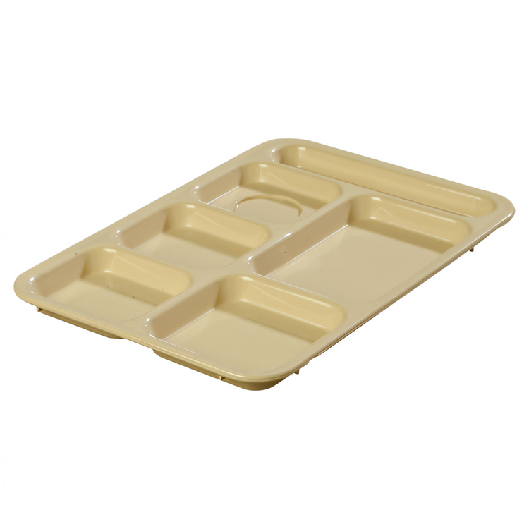 Product image #2 for Carlisle Right-Handed 6-Compartment Rectangular Compartment Tray, 14-3/8 x 10 Inch, Tan ABS Plastic