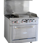 Thumbnail image #1 for Serv-Ware SGR-2B-24G 36-Inch Commercial Gas Range with 2 Open Burners, 24-Inch Griddle, and Standard Oven