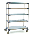 Thumbnail image #1 for Metro MetroMax 4 5X337PG4 5-Tier Mobile Polymer Shelving Starter Unit, 4 Open Grid Shelves and 1 Solid Mat Shelf, 36 x 18 x 80 Inches