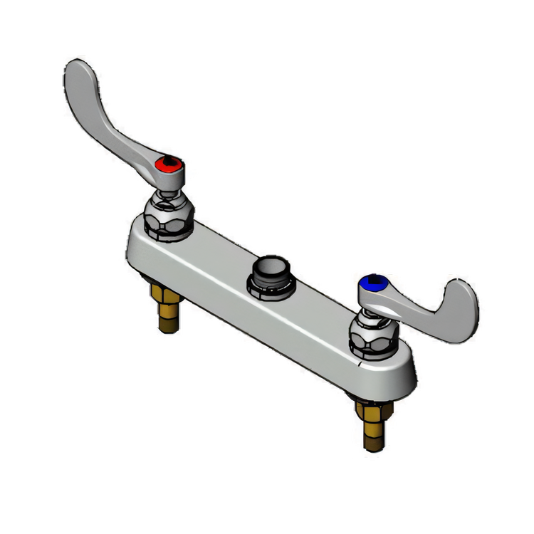 Product image #1 for T&S Brass 8-Inch Deck-Mount Workboard Faucet, Less Nozzle, 4-Inch Wrist Handles