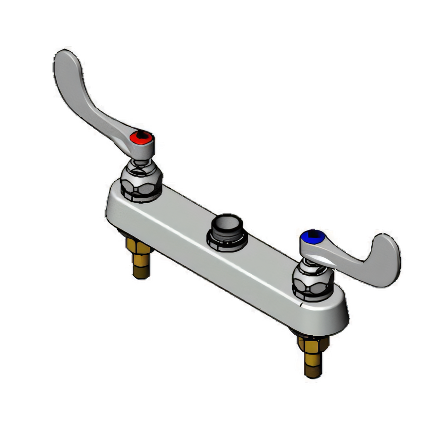 Product image #1 for T&S Brass 8-Inch Deck-Mount Workboard Faucet, Less Nozzle, 4-Inch Wrist Handles