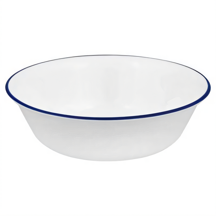 Product image #1 for Corelle Essentials 18 oz Rectangular Vitrelle Glass Bowl, White with Blue Rim