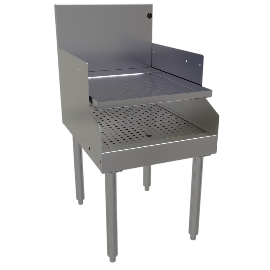 Product image #1 for Glastender Free-Standing Recessed Drainboard, 18-Inch W x 24-Inch D, Stainless Steel, Single Speed Rail Alignment