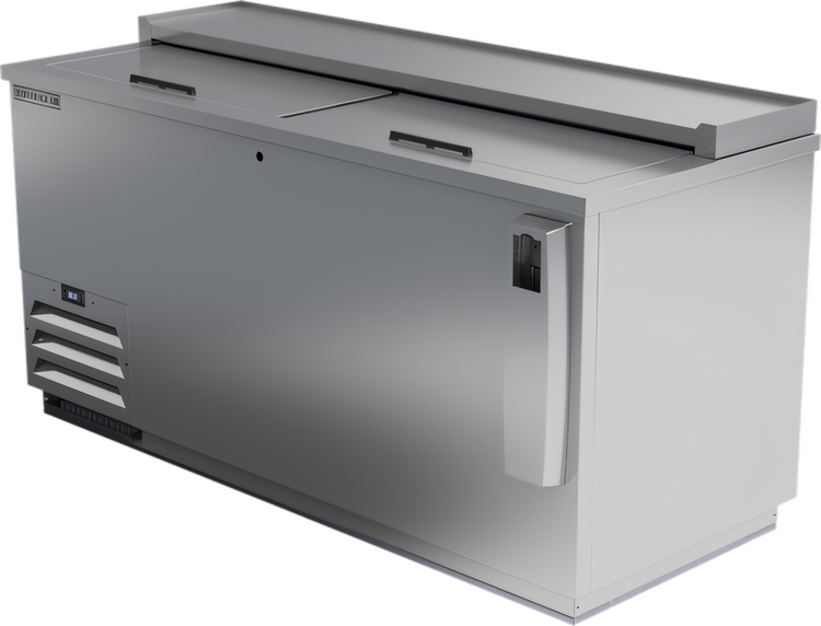 Product image #1 for Beverage-Air Frosty Brew 65-Inch Stainless Steel Flat Top Bottle Cooler with Sliding Lids