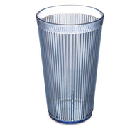 Crystalon Stack-All 20 oz Blue Ribbed Stackable SAN Plastic Tumbler
