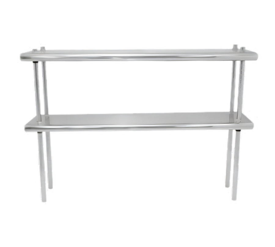 Product image #1 for Table-Mounted Double Stainless Steel Overshelf, 60 x 12 Inches, 1-Inch Rear Turn Up