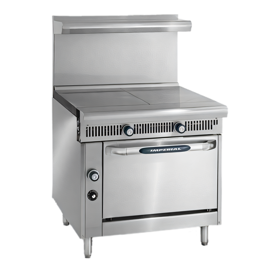 Product image #1 for Imperial Spec Series 36-Inch Heavy Duty Gas Range with Two 18-Inch Hot Tops and Open Cabinet Base