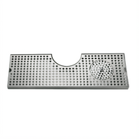 Micro Matic Surface Mount Stainless Steel Drip Tray Trough with Integral Glass Rinser for Metropolis T Draft Towers, 34-Inch