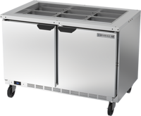 Beverage-Air 48-Inch Two-Section Salad Top Refrigerated Prep Table with Solid Hinged Doors