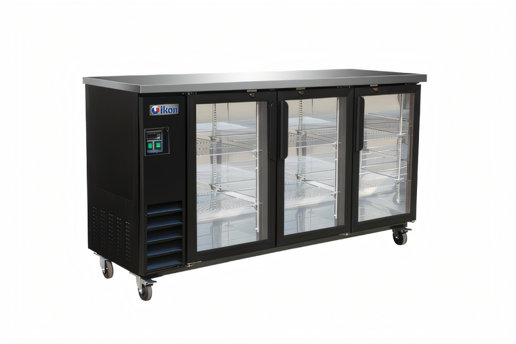 Product image #1 for IKON Refrigeration 73-Inch Three-Section Back Bar Cooler with Glass Swing Doors