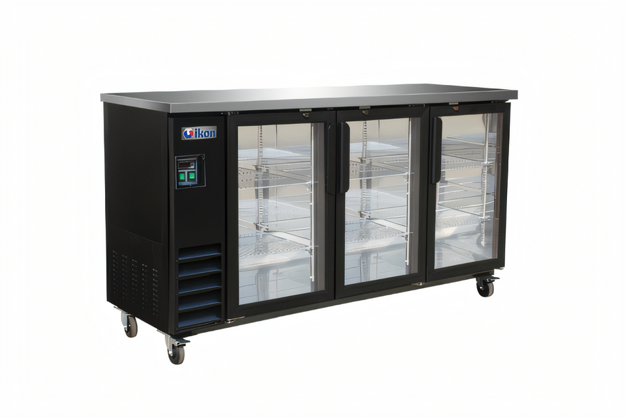 Product image #1 for IKON Refrigeration 73-Inch Three-Section Back Bar Cooler with Glass Swing Doors