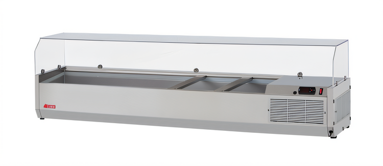 Product image #1 for Turbo Air E-Line Countertop Refrigerated Salad Prep Table with Clear Hood, 60-1/4 Inch, 7 x 1/4 Size Pan Capacity
