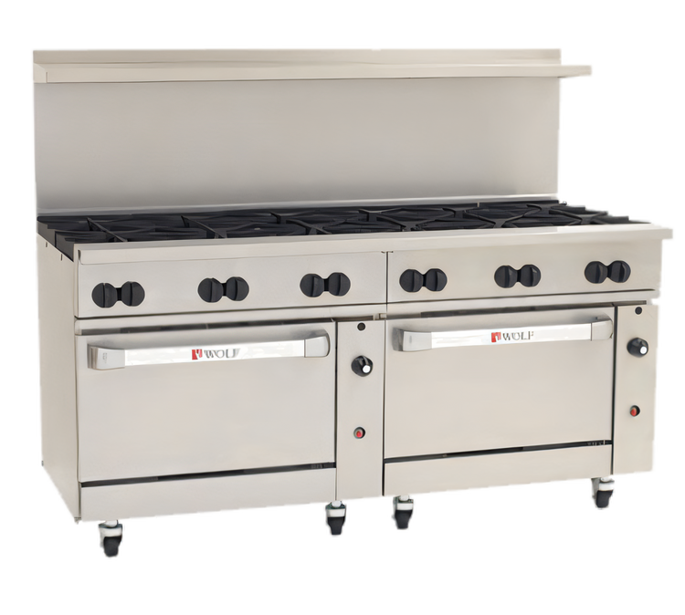 Product image #1 for Wolf Challenger XL 72-Inch Commercial Gas Range with 12 Open Burners and 2 Standard Ovens