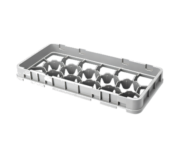 Product image #2 for Cambro Camrack Half-Size Full Drop Dish & Glass Rack Extender, 17 Compartments, Soft Gray