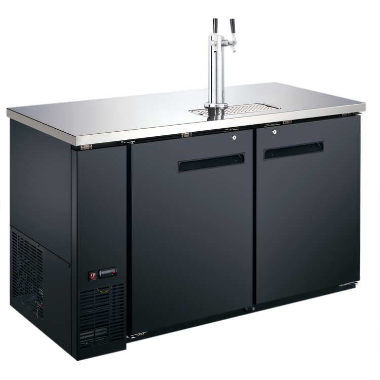 Product image #1 for U-STAR 59-Inch Commercial Back Bar Beer Dispenser with Double-Tap Tower, 2 Doors, and 2 Half-Barrel Keg Capacity