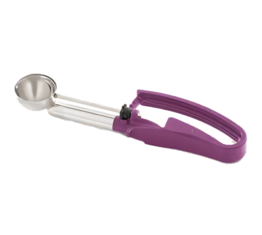Product image #1 for Vollrath #40 0.72 oz Extended-Length Stainless Steel Disher with Orchid Squeeze Handle