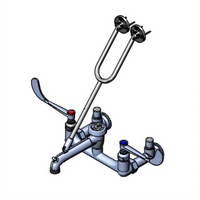 T&S Brass Wall-Mounted Service Sink Faucet with 8-Inch Centers, Vacuum Breaker Hook Spout and 6-Inch Wrist Handles
