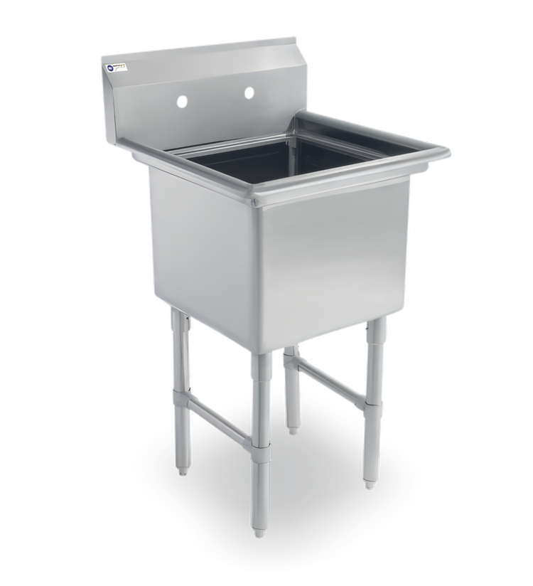 Product image #1 for Steel Works Stainless 1-Compartment 304 Stainless Steel Sink with Legs and Crossrails, 24 x 24 x 14 Inch Bowl