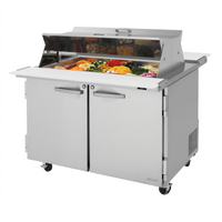 Turbo Air PRO Series Mega Top Refrigerated Sandwich/Salad Prep Table, 48-1/4 Inch Wide, 2-Section, Dual-Sided Lid, 18-Pan Top