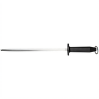 Mercer Culinary 12-Inch Traditional German Steel Honing Steel with Black Polypropylene Handle