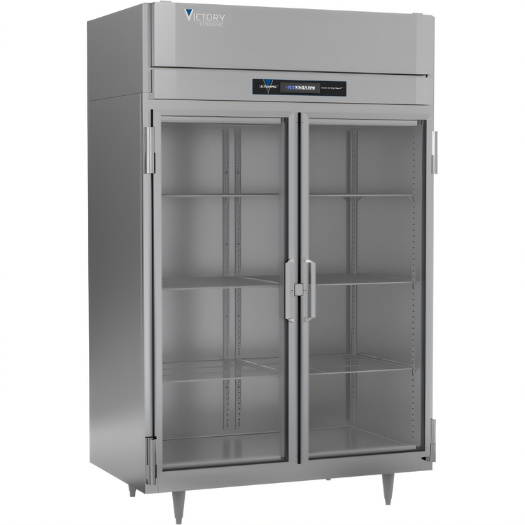 Product image #1 for Victory UltraSpec 2-Section Glass Door Reach-In Freezer, Self-Contained, Top-Mounted