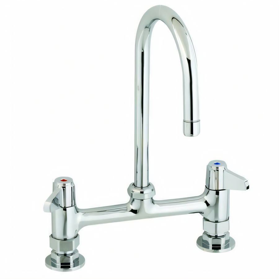 Product image #1 for equip 8-Inch Deck Mount Mixing Faucet with 5 7/8-Inch Swivel Gooseneck and Lever Handles