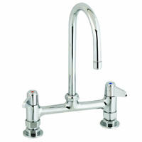 equip 8-Inch Deck Mount Mixing Faucet with 5 7/8-Inch Swivel Gooseneck and Lever Handles