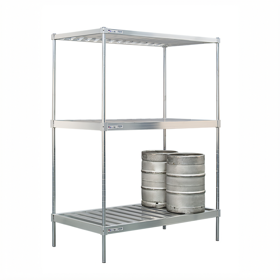 Product image #1 for New Age Double-Deep Aluminum Keg Rack, 12-Keg Capacity, 54"W x 34"D x 84"H