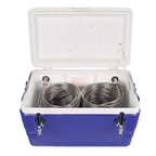 Thumbnail image #1 for Micro Matic USA CB482B 48-Quart Blue Plastic Ice Chest Coil Cooler with Ice-Water Cooling and 2 Faucets