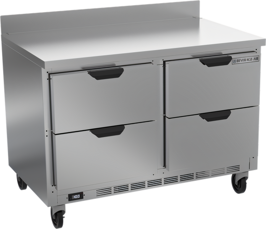 Product image #1 for Beverage-Air 48-Inch Two-Section Worktop Freezer with 4 Drawers, Stainless Steel Front, Rear-Mounted Self-Contained Refrigeration