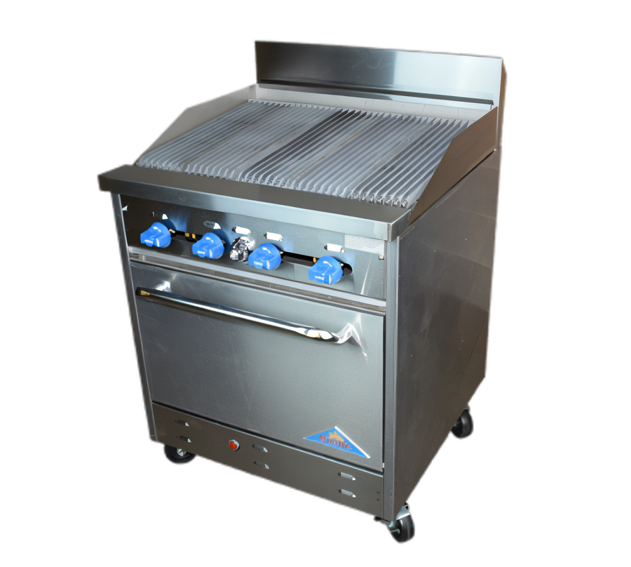 Product image #1 for Comstock-Castle 30-Inch Gas Char-Broiler Range with 26.5-Inch Standard Oven and 8-Inch Back Riser