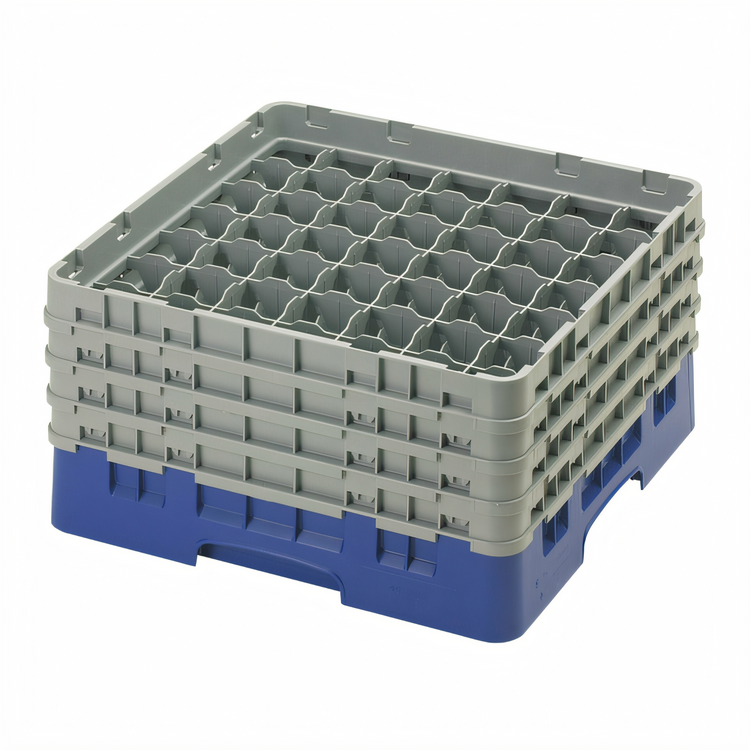 Product image #2 for Cambro Camrack® Full Size 49-Compartment Glass Rack with 4 Soft Gray Extenders, 10-1/2 Inch High, Navy Blue