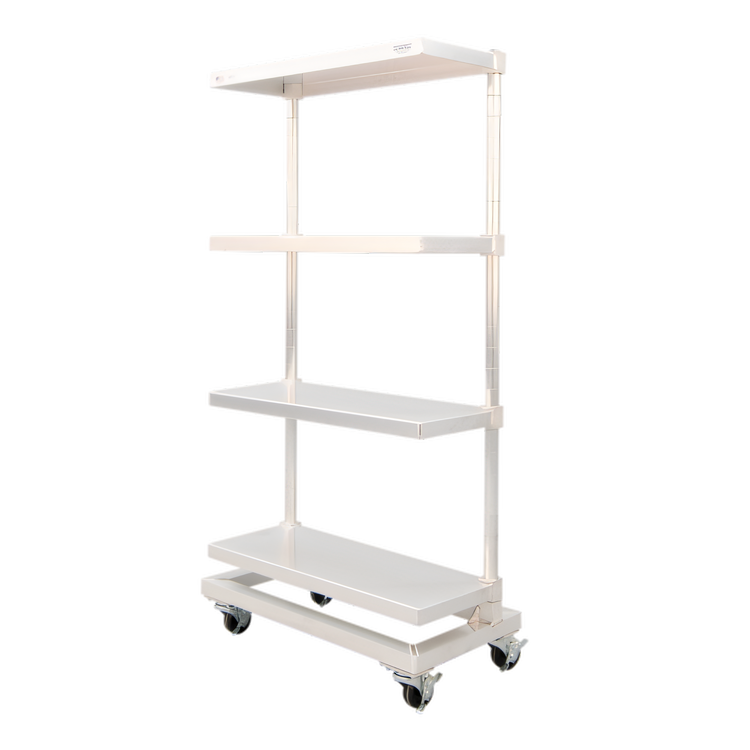 Product image #1 for New Age 42-Inch Wide Mobile Aluminum To-Go Shelving Unit with Solid Adjustable Shelves