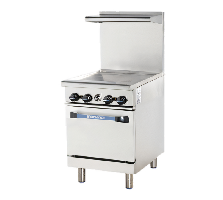 Product image #1 for Turbo Air Radiance 24-Inch Heavy Duty Natural Gas Restaurant Range with Thermostatic Griddle and Space-Saver Oven